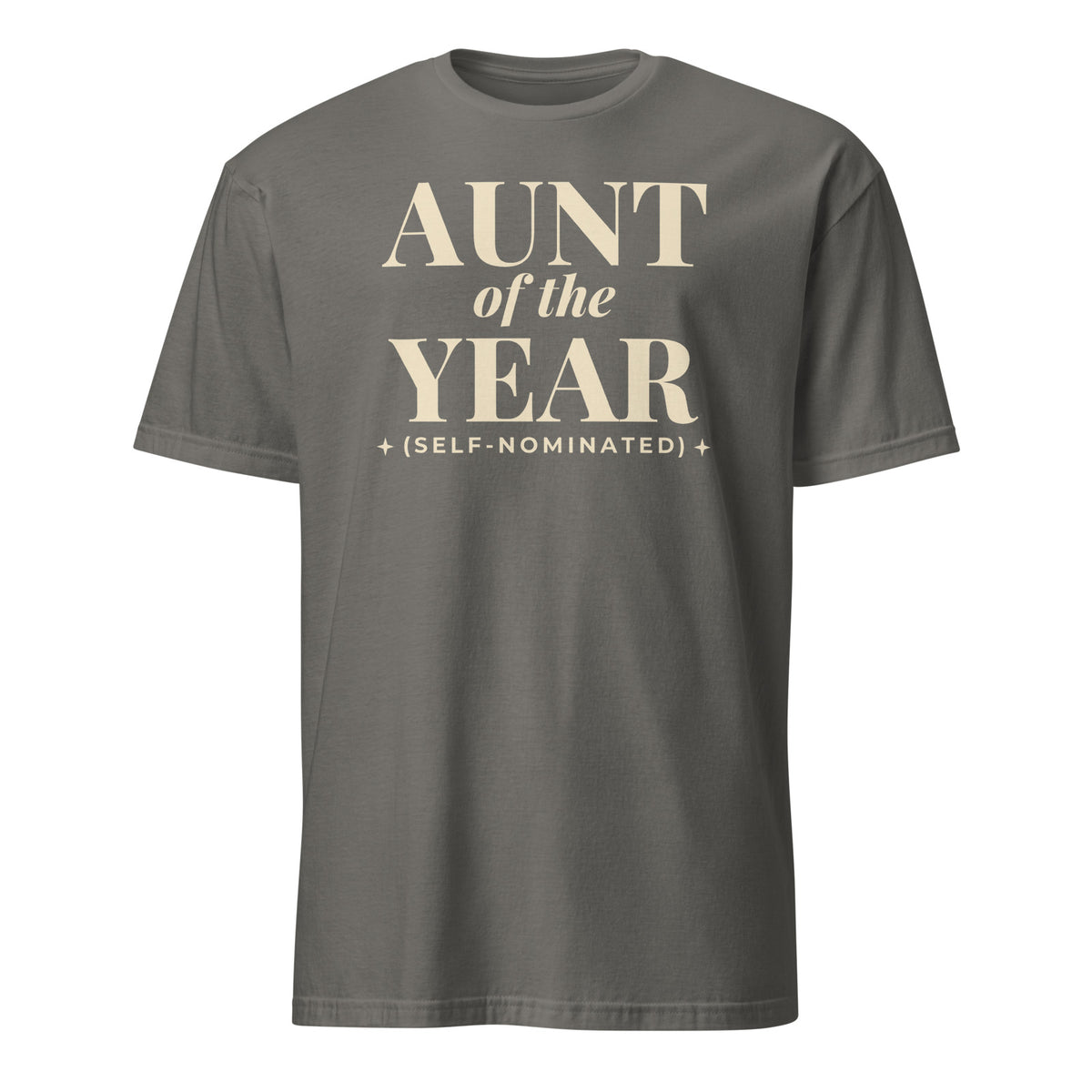 Aunt of the Year tee in Charcoal, front print