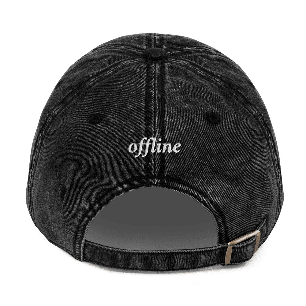 Offline embroidered vintage cap in black, embroidery on the back