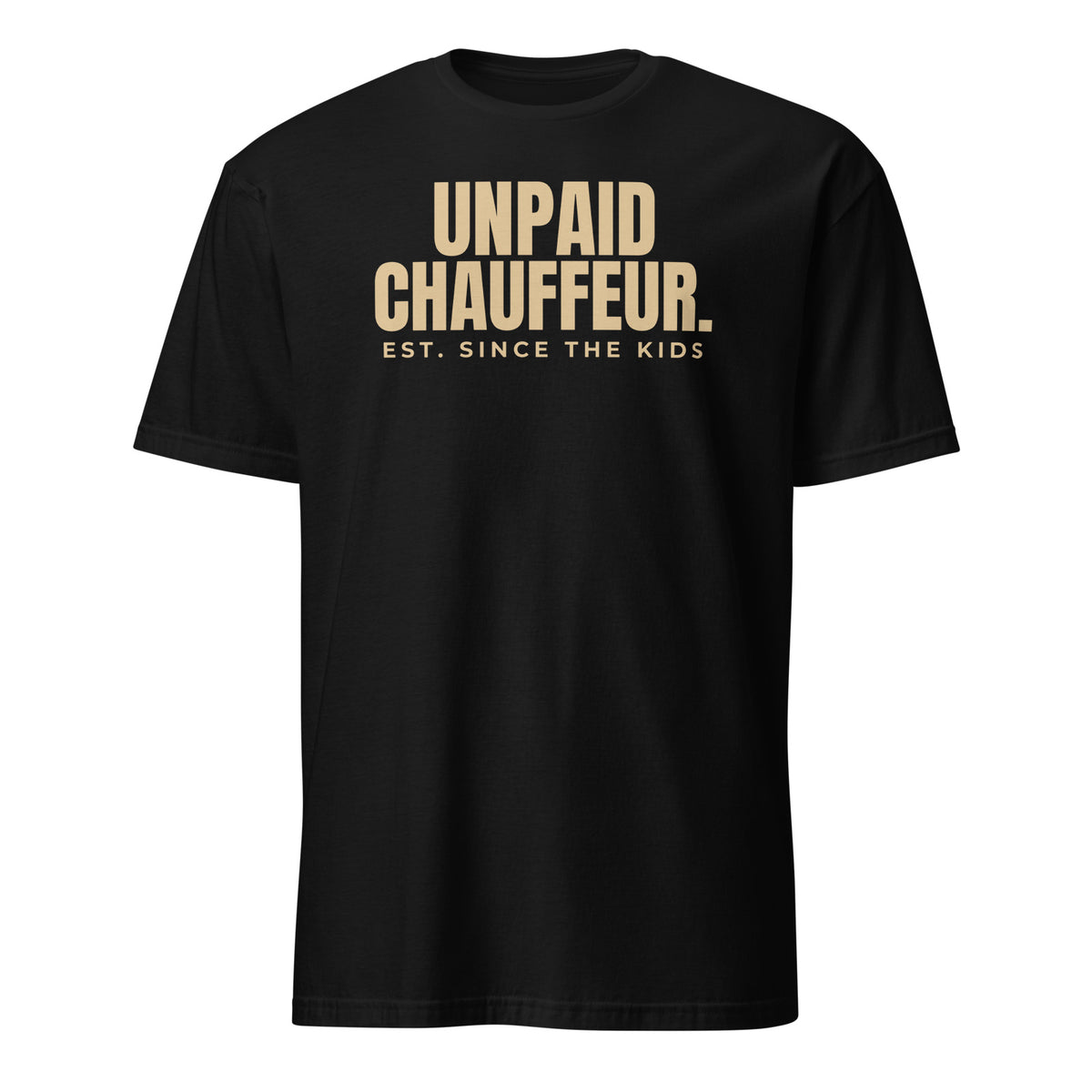 Unpaid Chauffeur tee in Black, front print